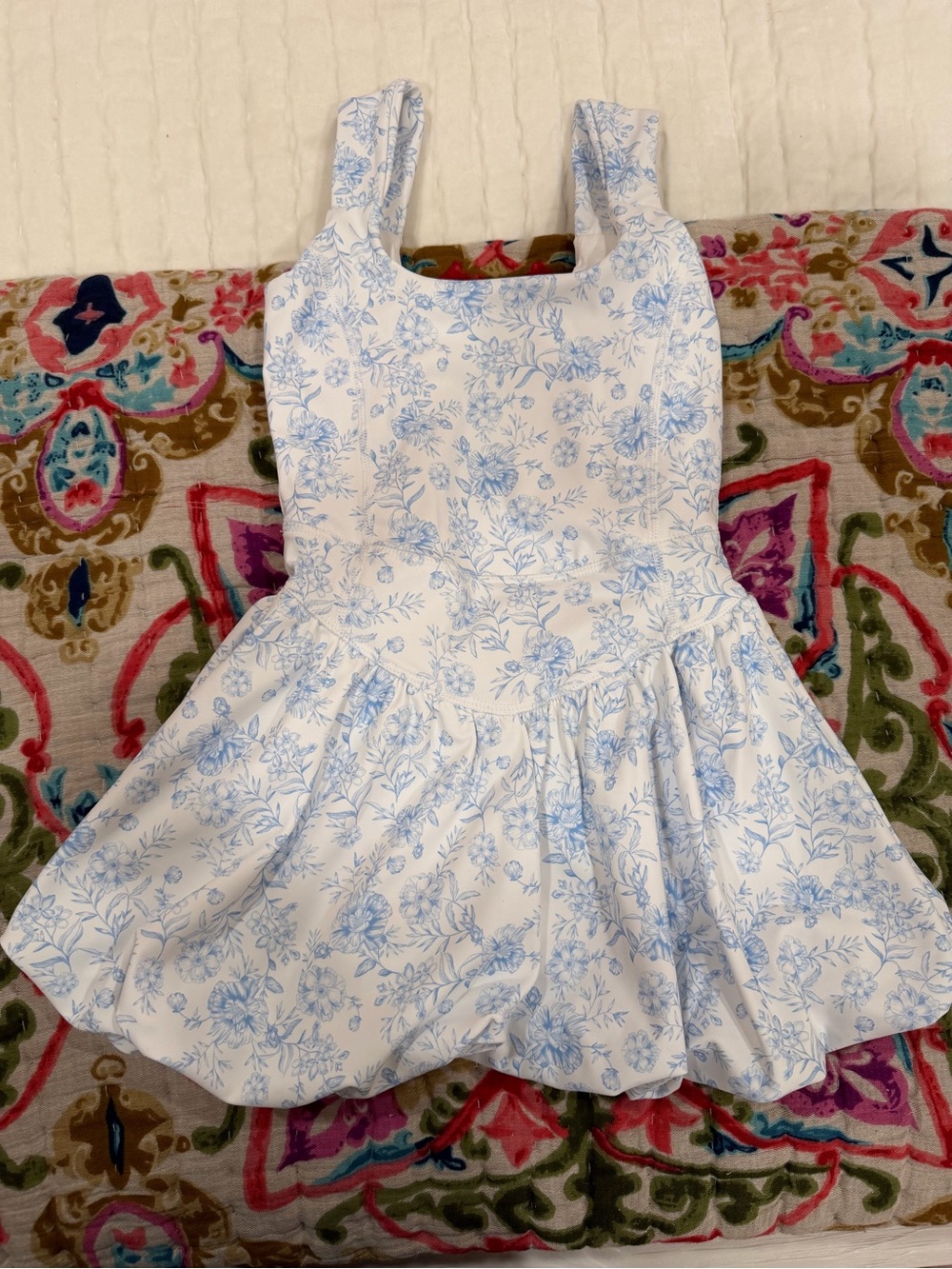 GB girls White Dress with Light Blue Floral Print